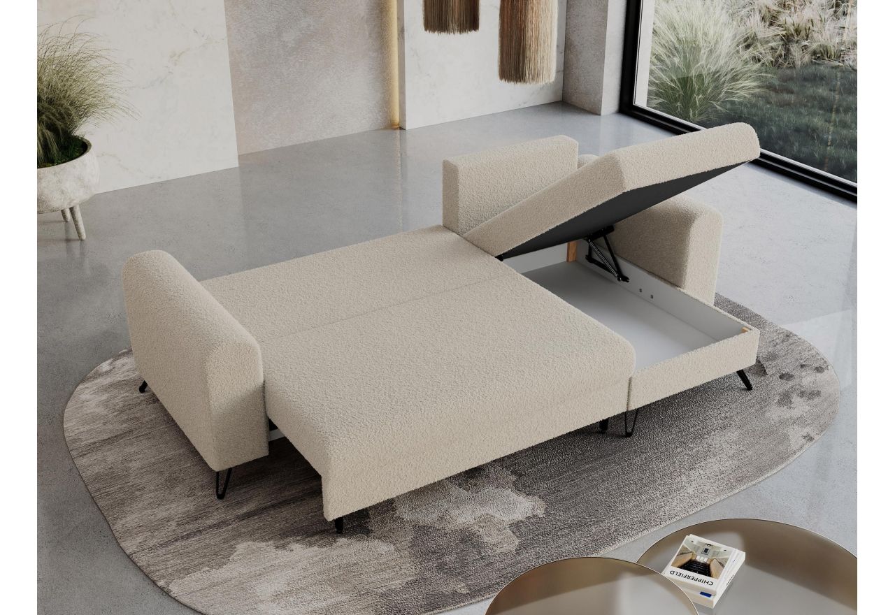 Narożnik HUGO L - uniwersalny - kremowy, boucle