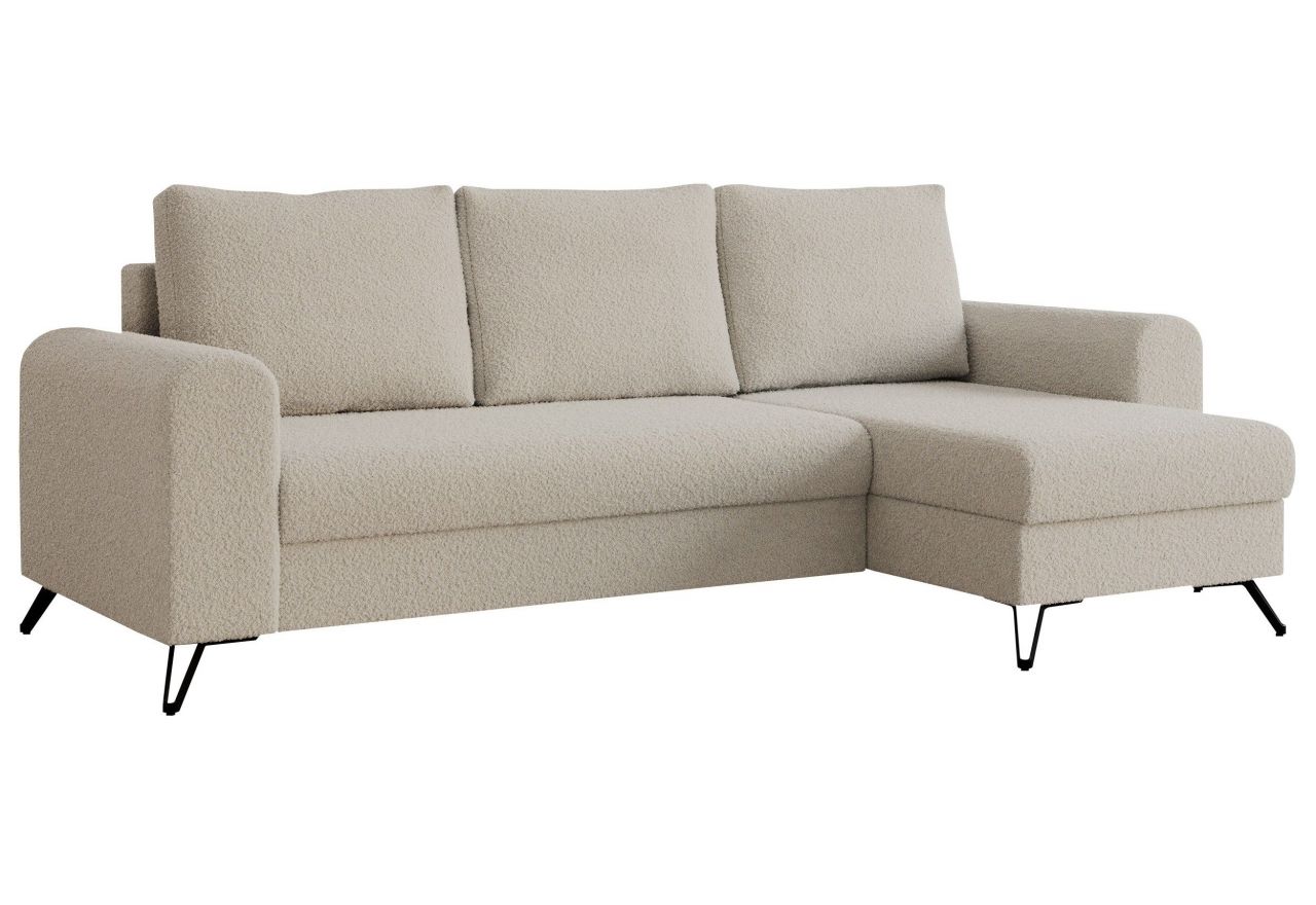 Narożnik HUGO L - uniwersalny - kremowy, boucle