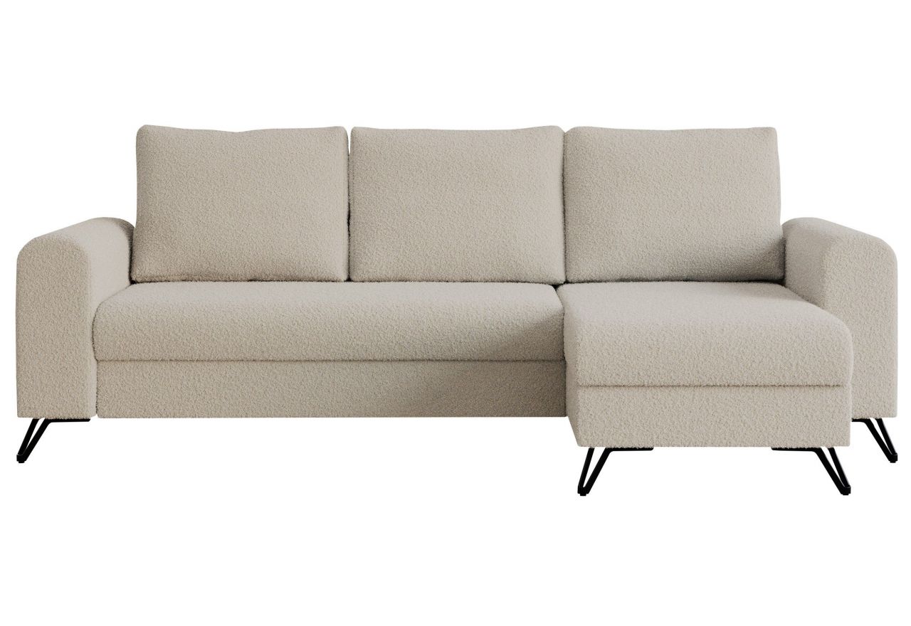 Narożnik HUGO L - uniwersalny - kremowy, boucle