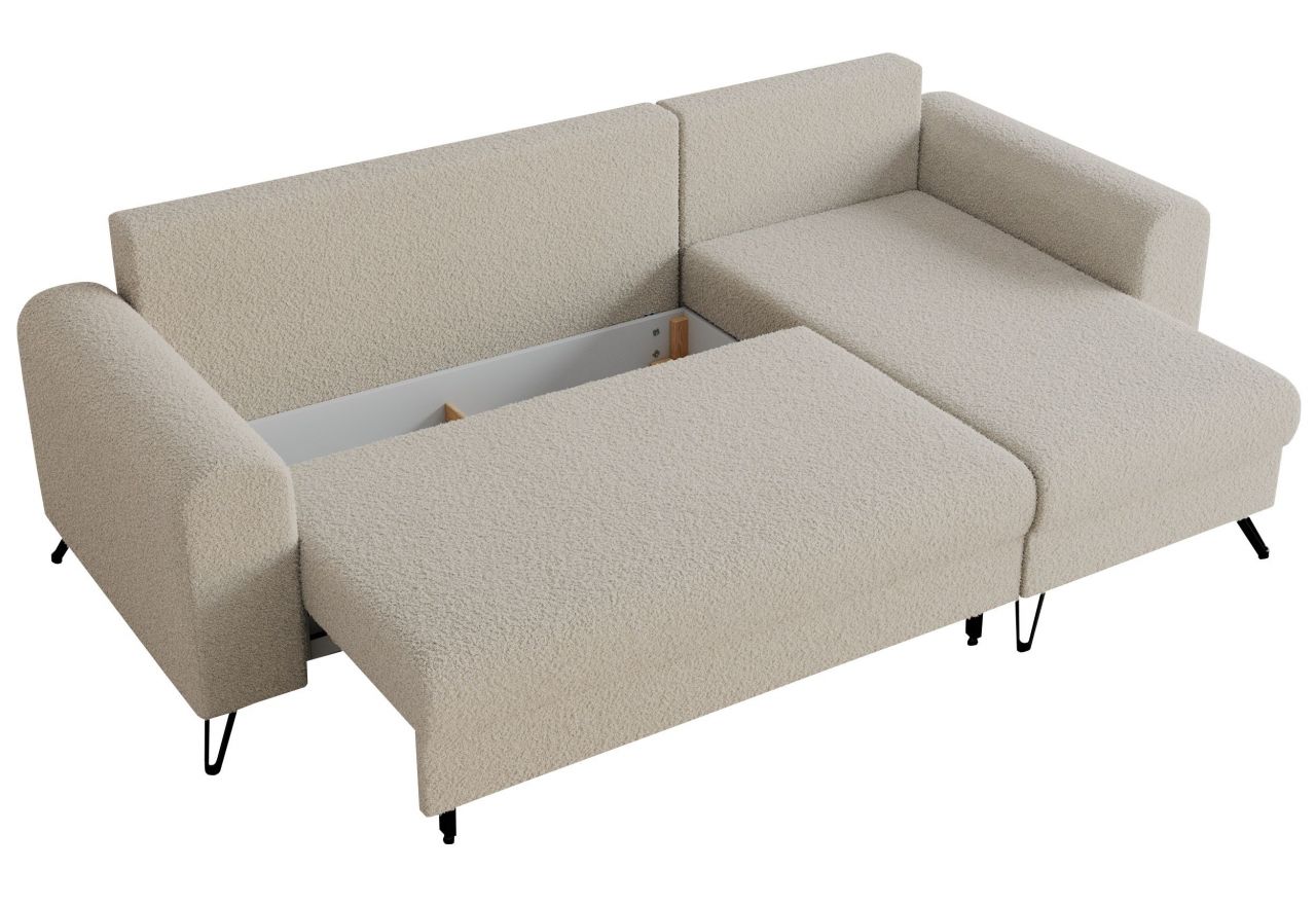 Narożnik HUGO L - uniwersalny - kremowy, boucle