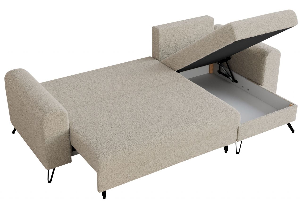 Narożnik HUGO L - uniwersalny - kremowy, boucle