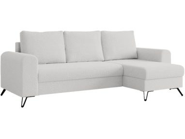 Narożnik HUGO L - uniwersalny - biały, boucle