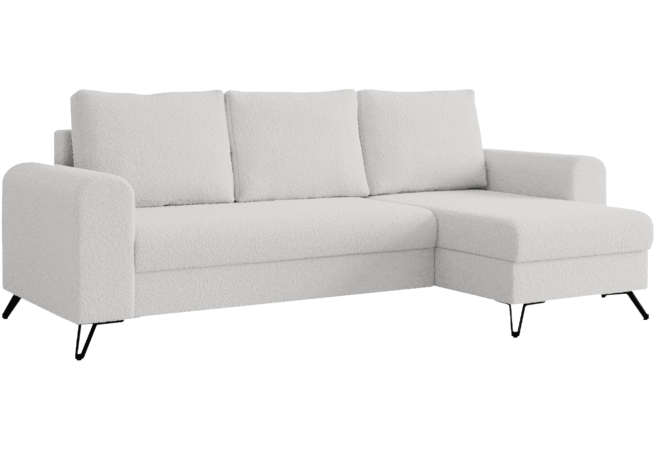 Narożnik HUGO L - uniwersalny - biały, boucle