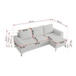 Narożnik HUGO L - uniwersalny - biały, boucle