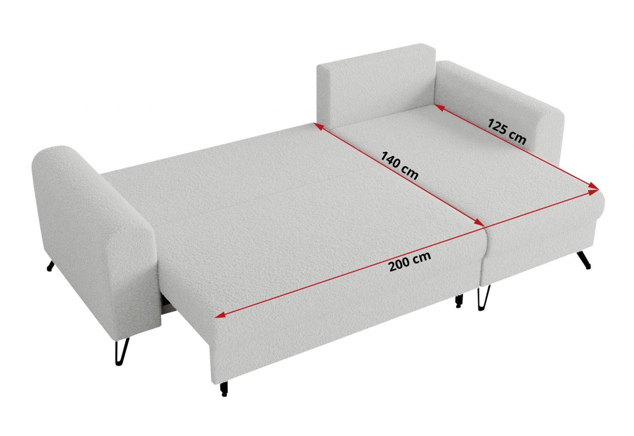 Narożnik HUGO L - uniwersalny - biały, boucle