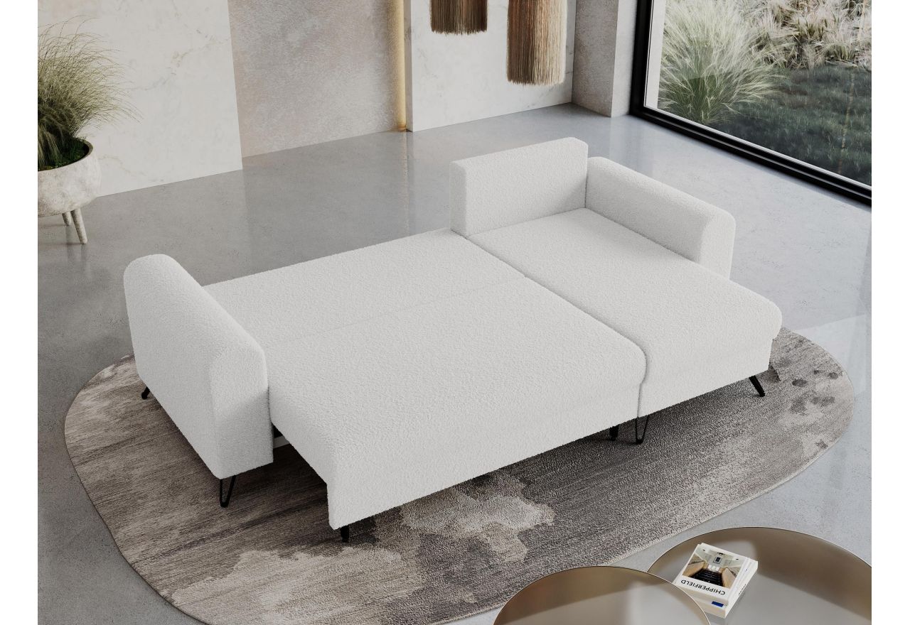 Narożnik HUGO L - uniwersalny - biały, boucle