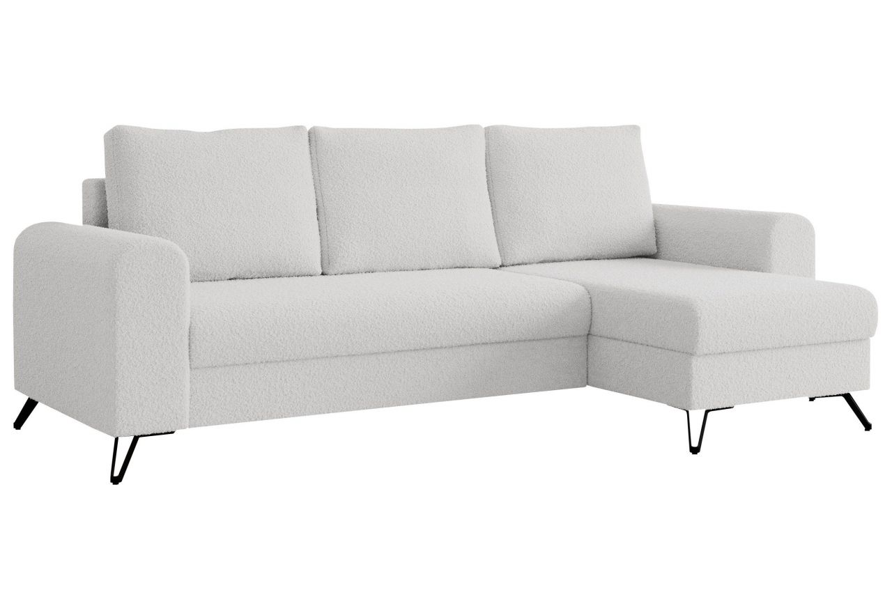 Narożnik HUGO L - uniwersalny - biały, boucle