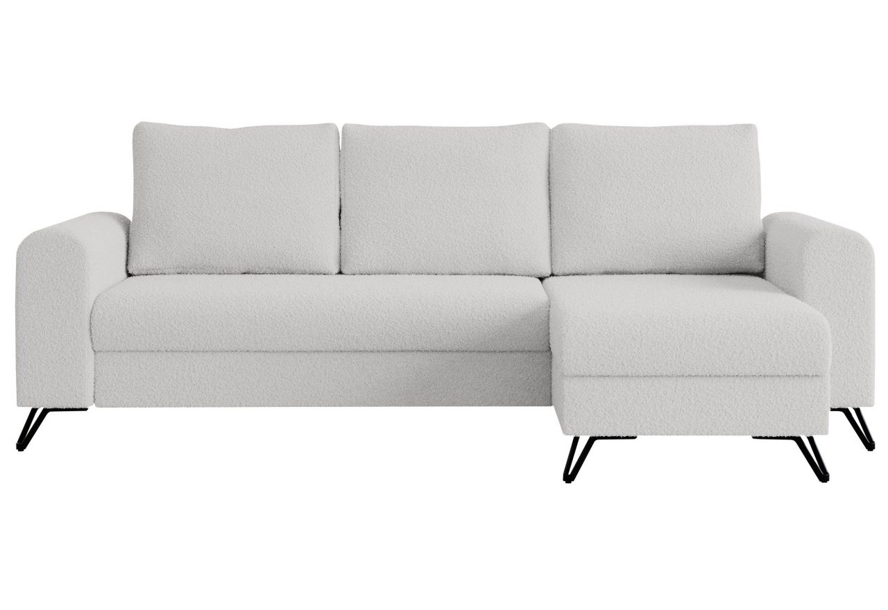 Narożnik HUGO L - uniwersalny - biały, boucle