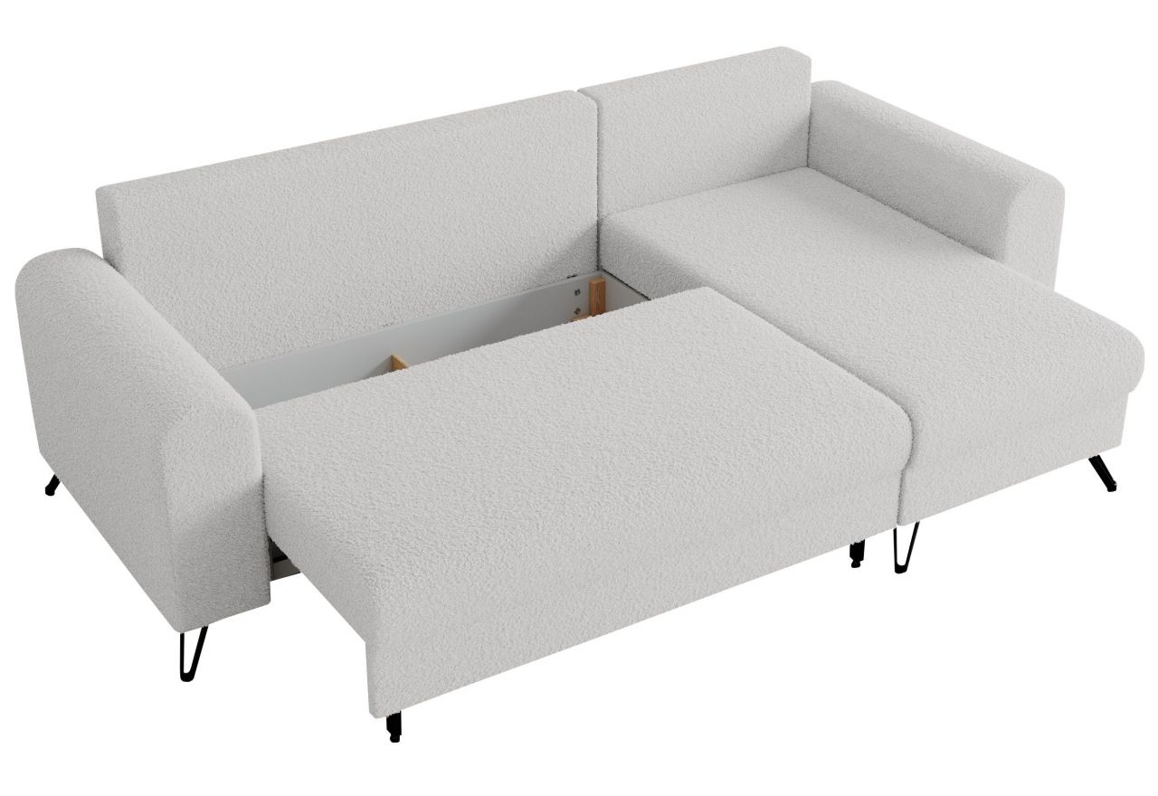 Narożnik HUGO L - uniwersalny - biały, boucle