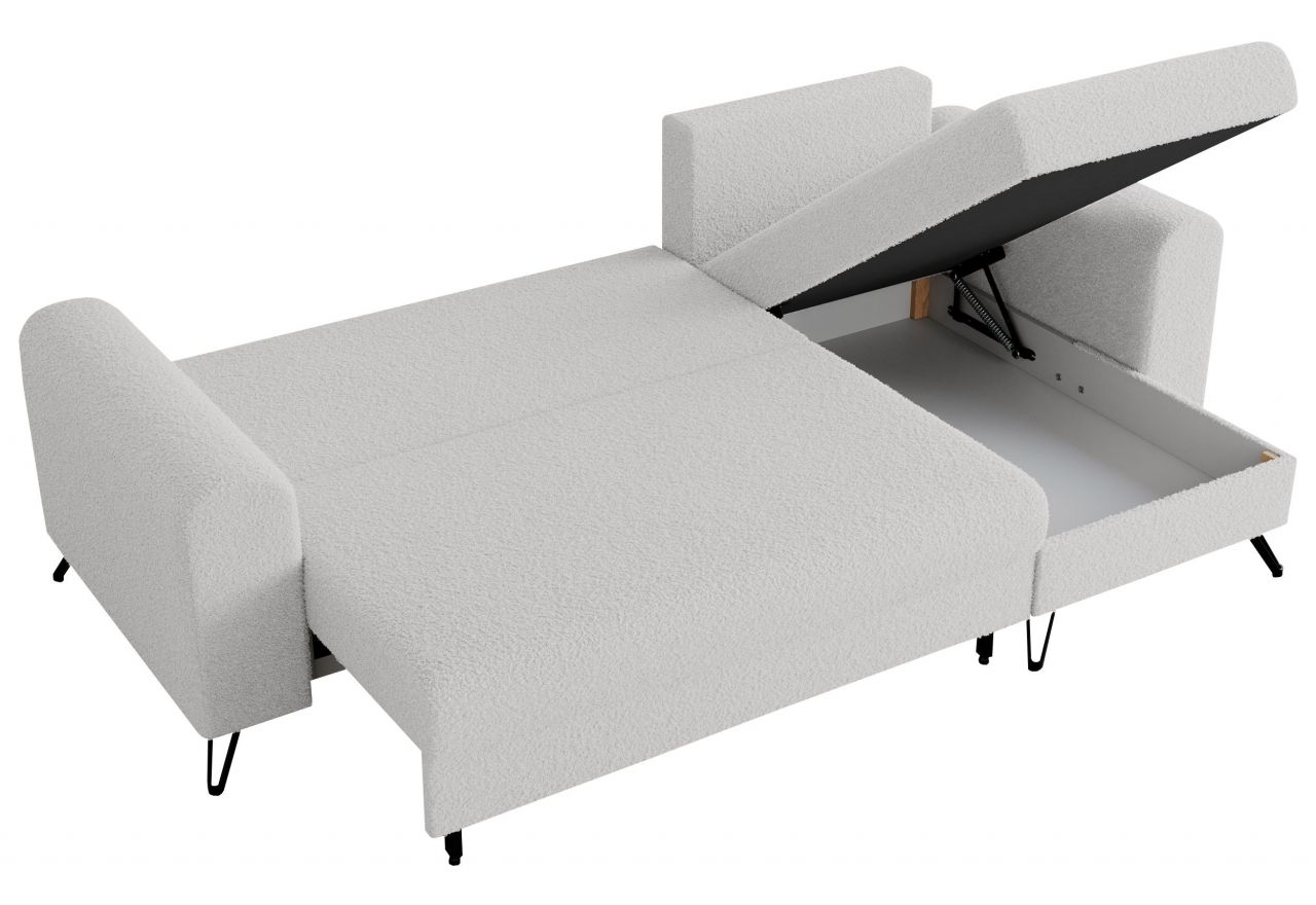 Narożnik HUGO L - uniwersalny - biały, boucle