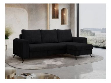 Narożnik HUGO L - uniwersalny - czarny, sztruks