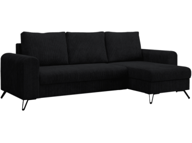 Narożnik HUGO L - uniwersalny - czarny, sztruks