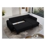 Narożnik HUGO L - uniwersalny - czarny, sztruks