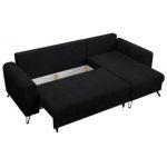 Narożnik HUGO L - uniwersalny - czarny, sztruks