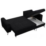 Narożnik HUGO L - uniwersalny - czarny, sztruks