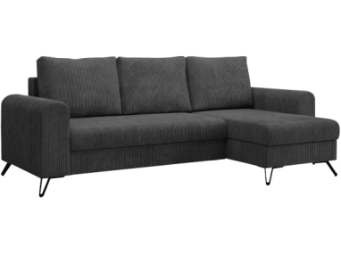 Narożnik HUGO L - uniwersalny - ciemnoszary, sztruks