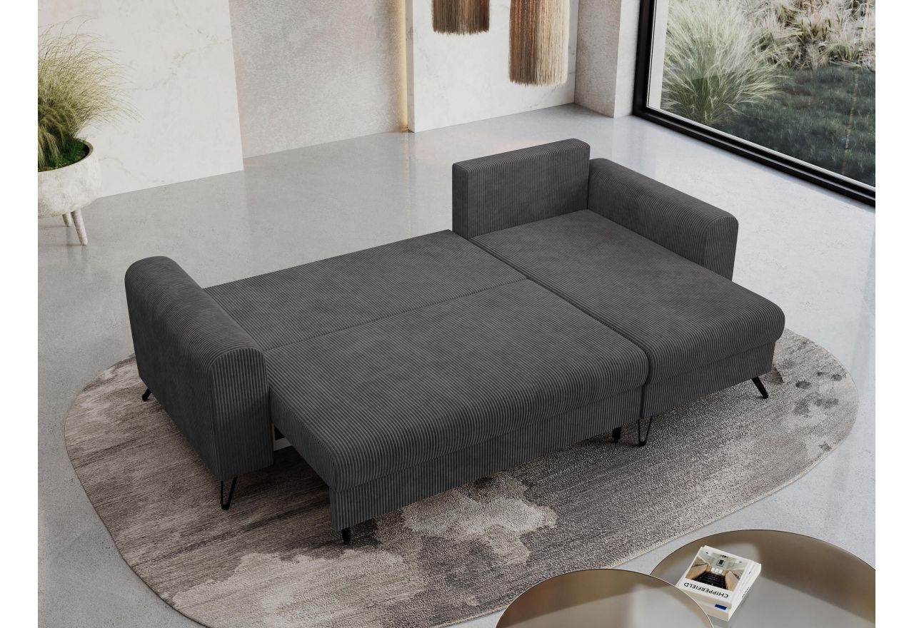 Narożnik HUGO L - uniwersalny - ciemnoszary, sztruks