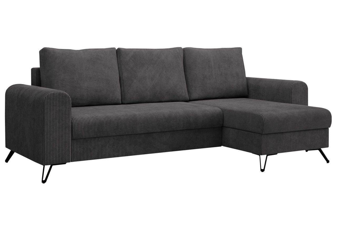 Narożnik HUGO L - uniwersalny - ciemnoszary, sztruks