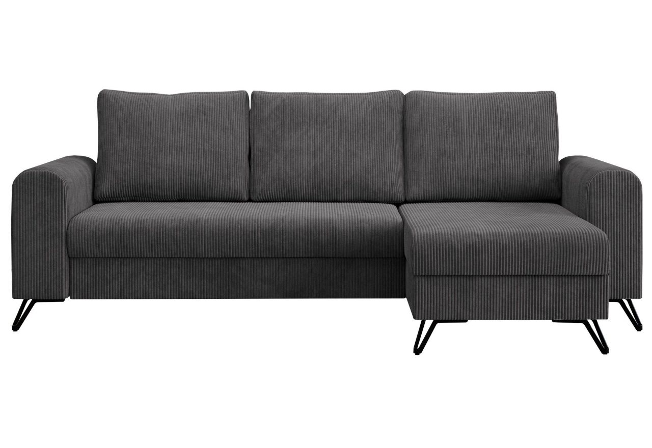 Narożnik HUGO L - uniwersalny - ciemnoszary, sztruks