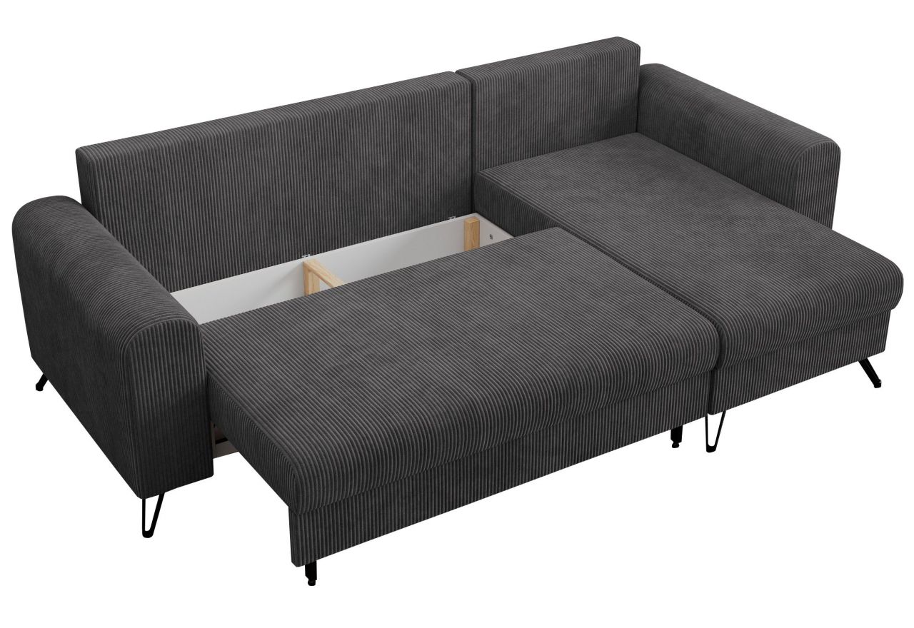 Narożnik HUGO L - uniwersalny - ciemnoszary, sztruks