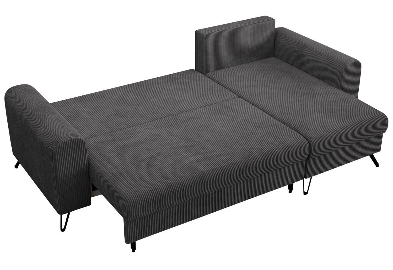 Narożnik HUGO L - uniwersalny - ciemnoszary, sztruks