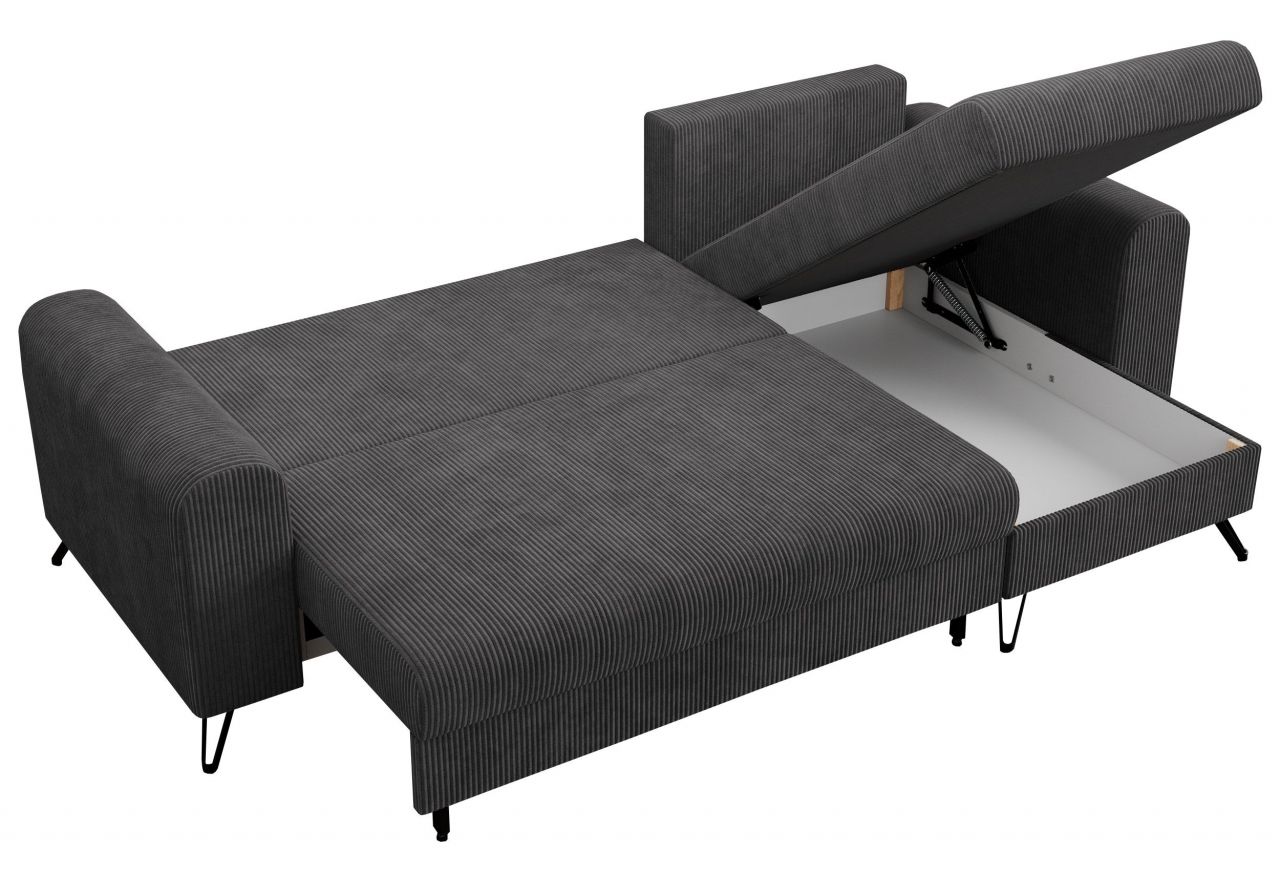 Narożnik HUGO L - uniwersalny - ciemnoszary, sztruks