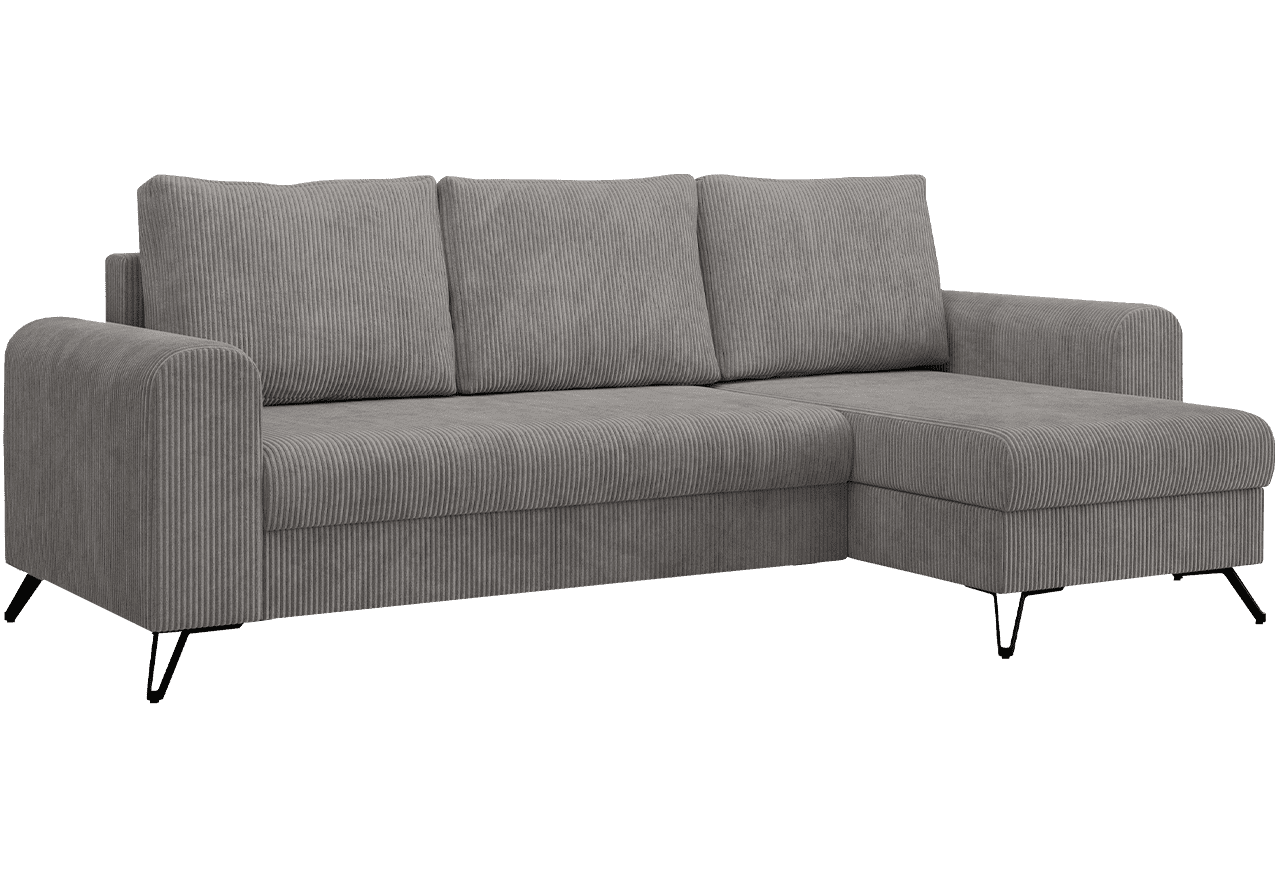 Narożnik HUGO L - uniwersalny - jasnoszary, sztruks