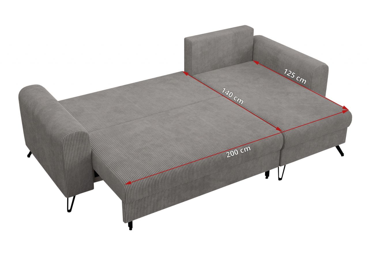 Narożnik HUGO L - uniwersalny - jasnoszary, sztruks