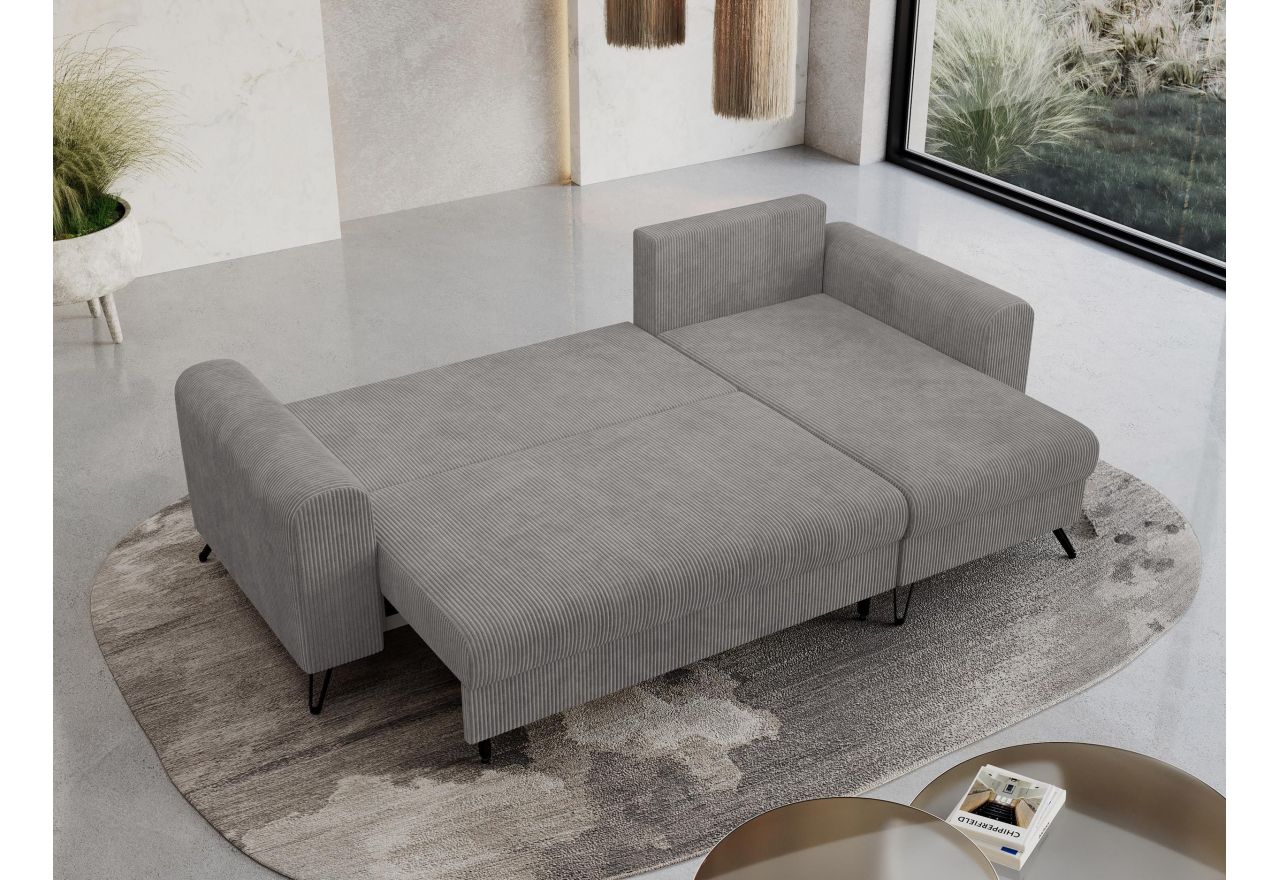 Narożnik HUGO L - uniwersalny - jasnoszary, sztruks