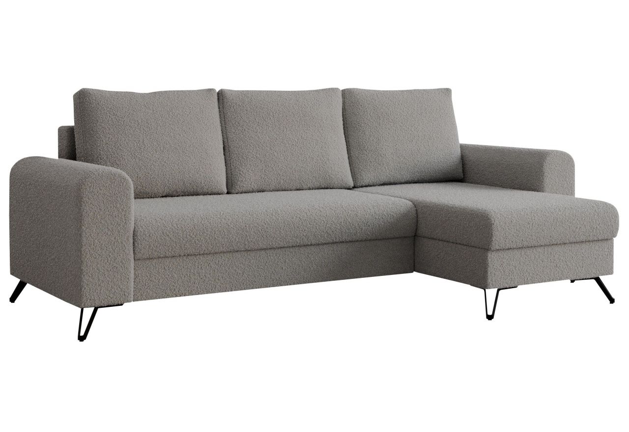 Narożnik HUGO L - uniwersalny - jasnoszary, sztruks