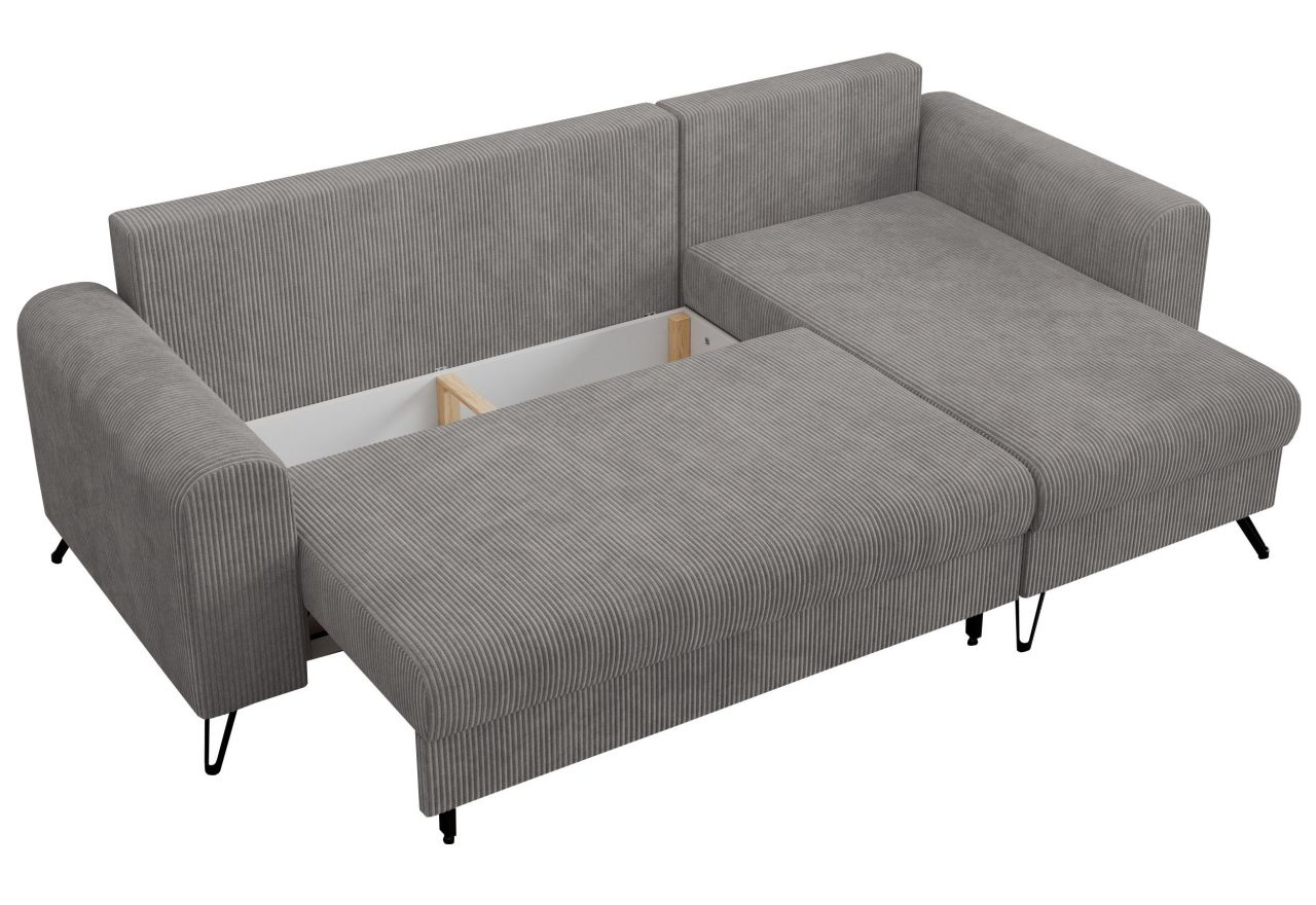 Narożnik HUGO L - uniwersalny - jasnoszary, sztruks