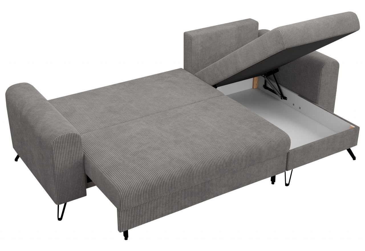 Narożnik HUGO L - uniwersalny - jasnoszary, sztruks