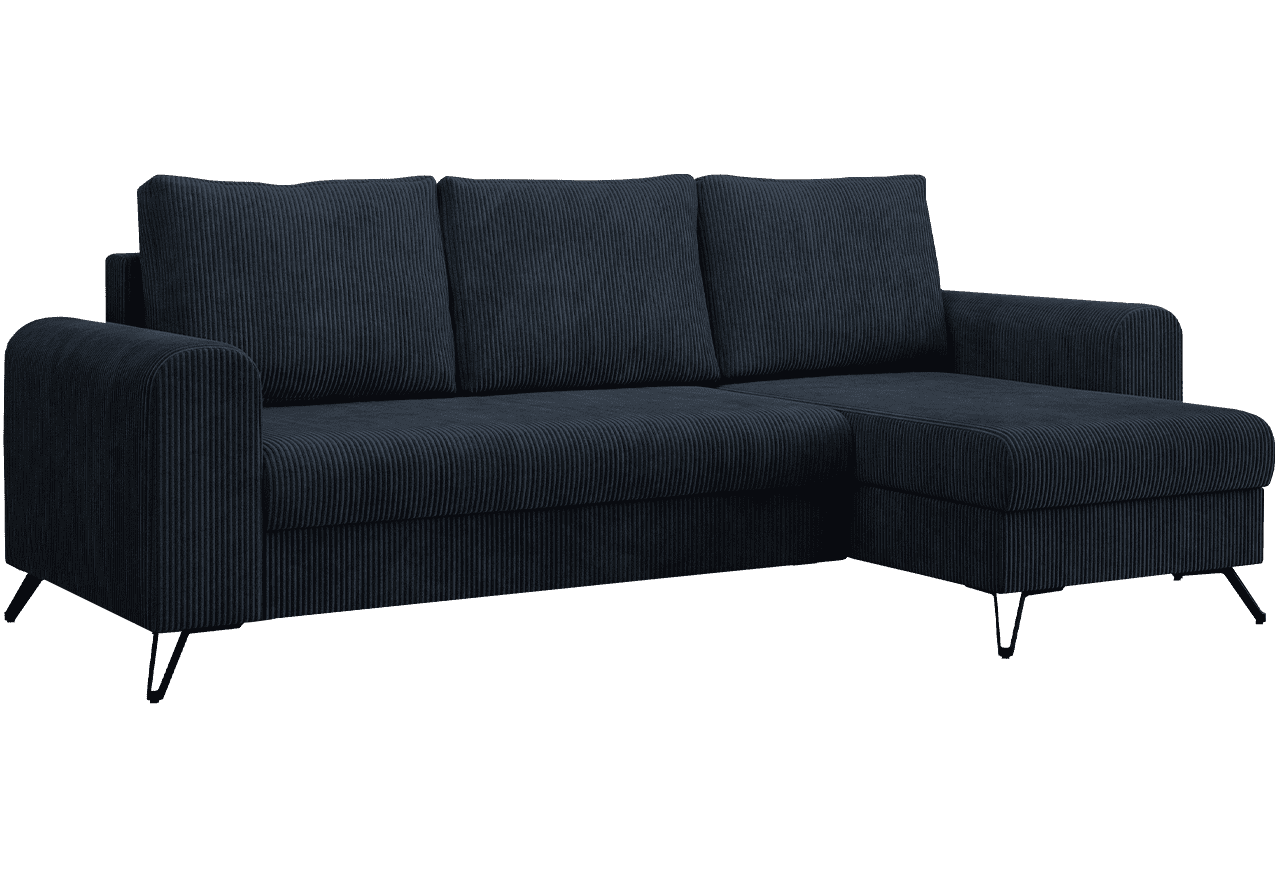 Narożnik HUGO L - uniwersalny - ciemnoniebieski, sztruks