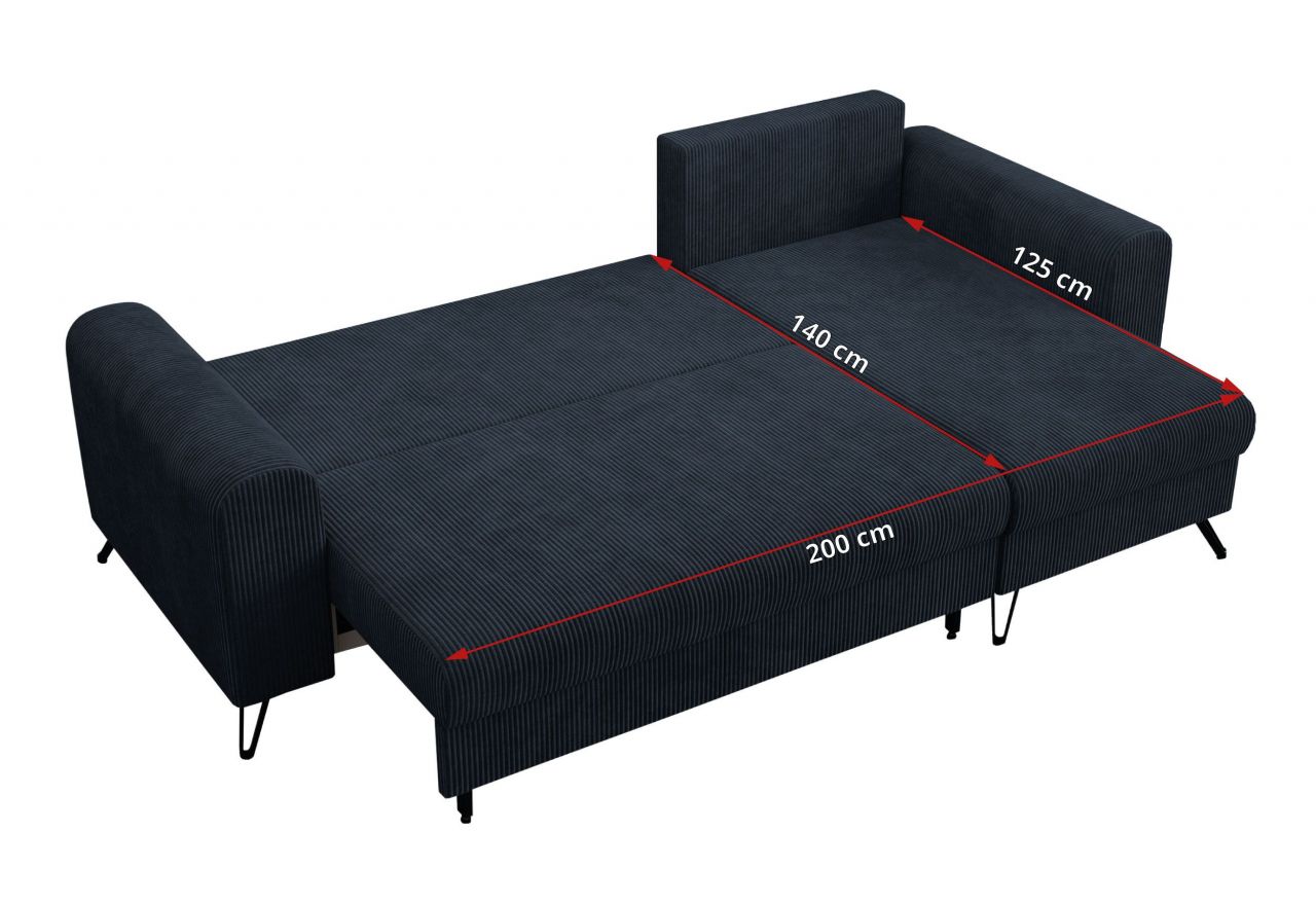 Narożnik HUGO L - uniwersalny - ciemnoniebieski, sztruks