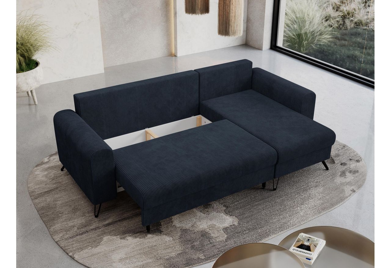 Narożnik HUGO L - uniwersalny - ciemnoniebieski, sztruks