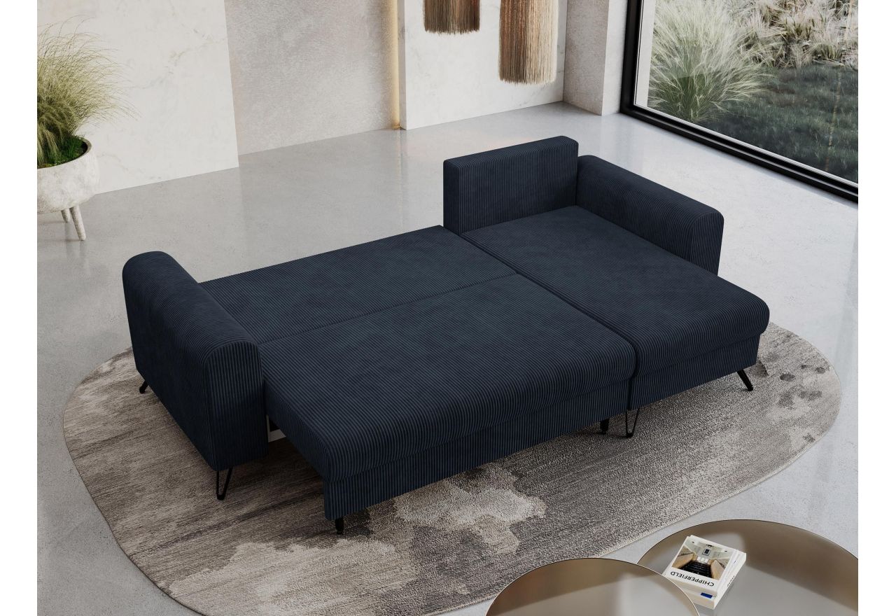 Narożnik HUGO L - uniwersalny - ciemnoniebieski, sztruks