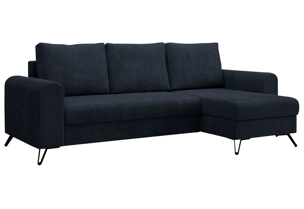 Narożnik HUGO L - uniwersalny - ciemnoniebieski, sztruks