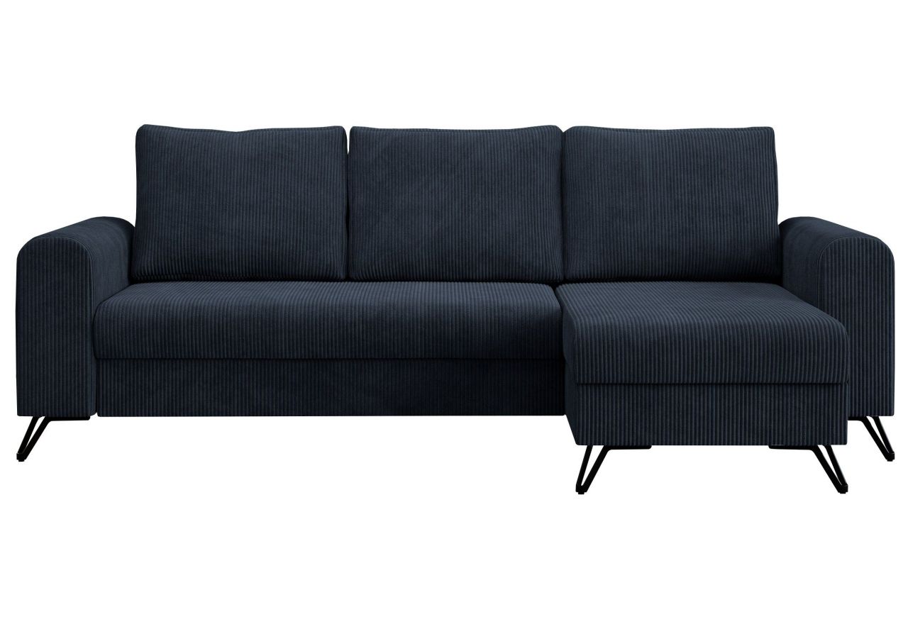 Narożnik HUGO L - uniwersalny - ciemnoniebieski, sztruks