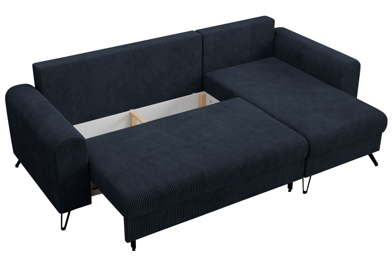 Narożnik HUGO L - uniwersalny - ciemnoniebieski, sztruks