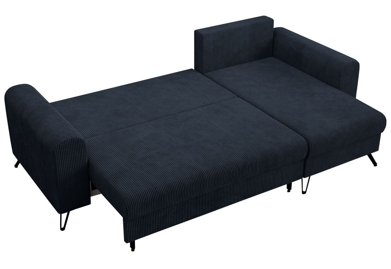 Narożnik HUGO L - uniwersalny - ciemnoniebieski, sztruks