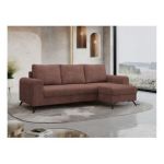 Narożnik HUGO L - uniwersalny - brązowy, sztruks