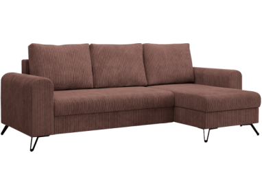 Narożnik HUGO L - uniwersalny - brązowy, sztruks