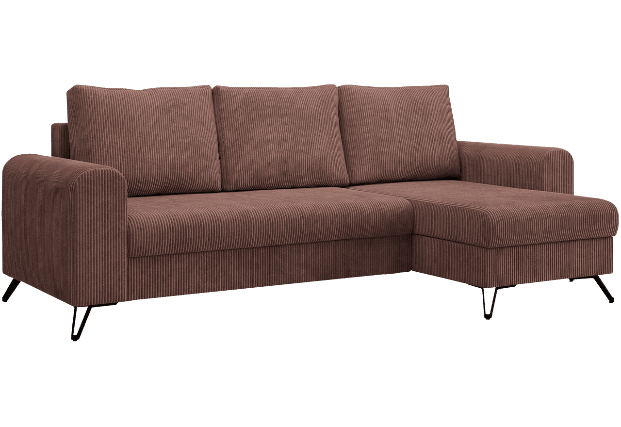 Narożnik HUGO L - uniwersalny - brązowy, sztruks