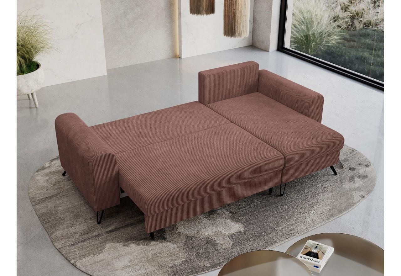 Narożnik HUGO L - uniwersalny - brązowy, sztruks