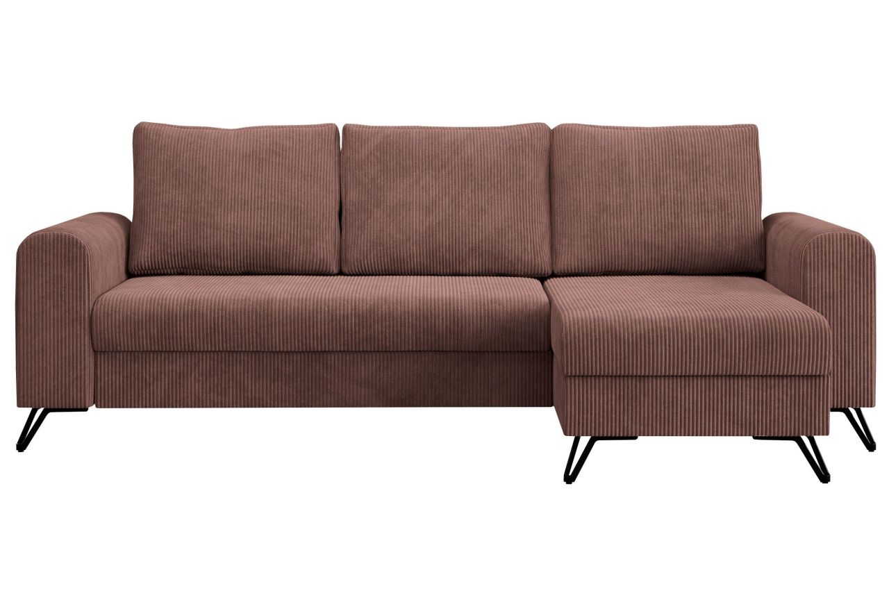 Narożnik HUGO L - uniwersalny - brązowy, sztruks