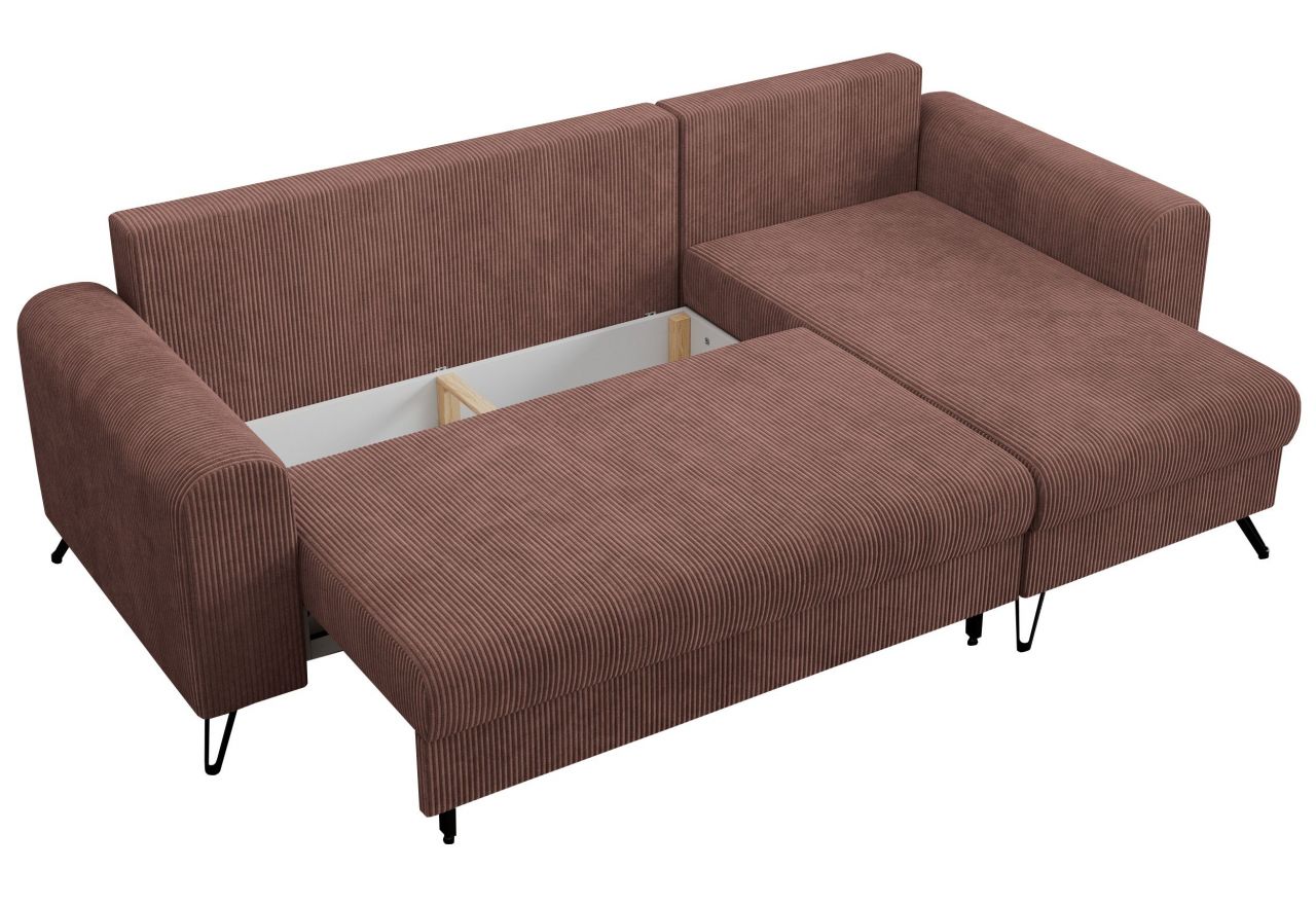 Narożnik HUGO L - uniwersalny - brązowy, sztruks