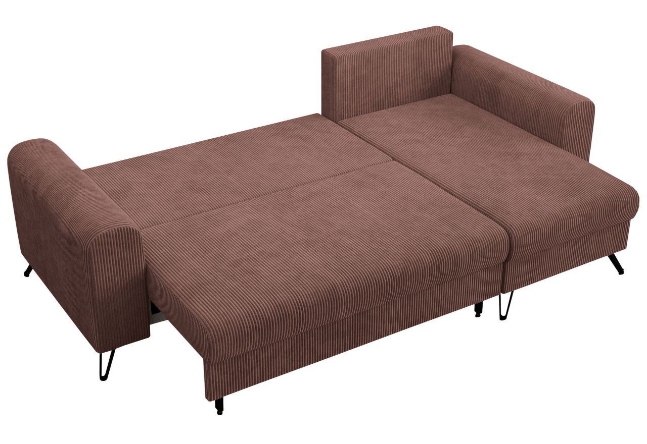 Narożnik HUGO L - uniwersalny - brązowy, sztruks