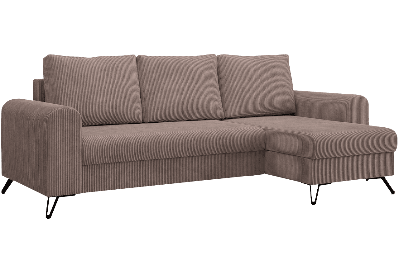 Narożnik HUGO L - uniwersalny - różowy, sztruks