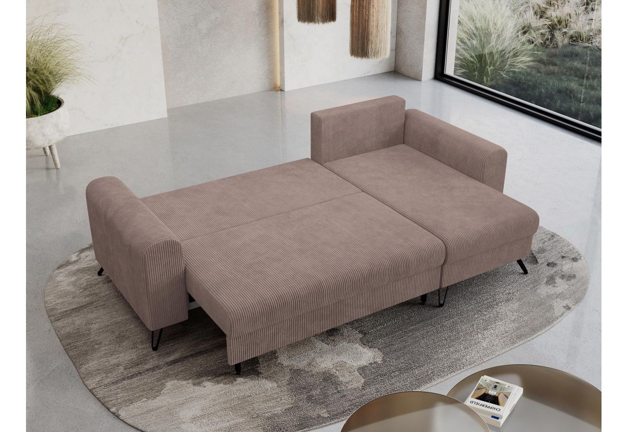 Narożnik HUGO L - uniwersalny - różowy, sztruks