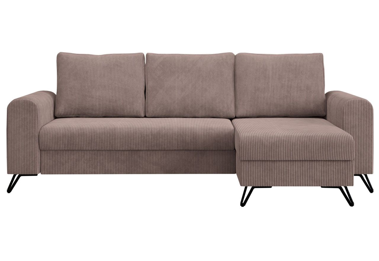 Narożnik HUGO L - uniwersalny - różowy, sztruks